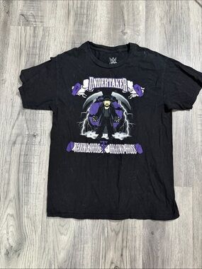 WWE Black Undertaker Graphic Tee with Purple Accents